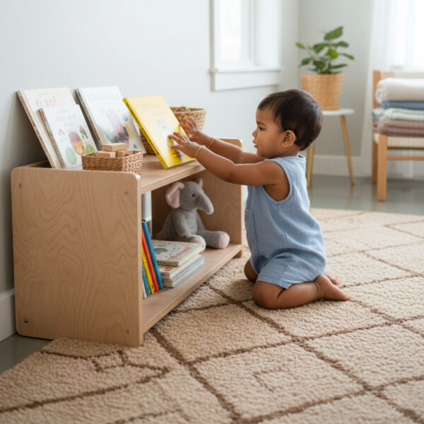 WonderVed Montessori Shelf for Kids 2 Tier