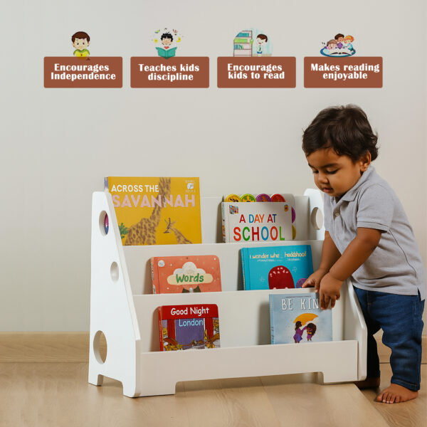 INFO GRAPHIC 2 Montessori 3-tier White Bookshelf