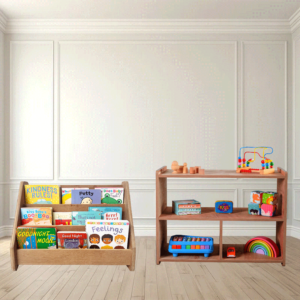 Bundle1 Wooden Toy Self + Wooden Bookshelf