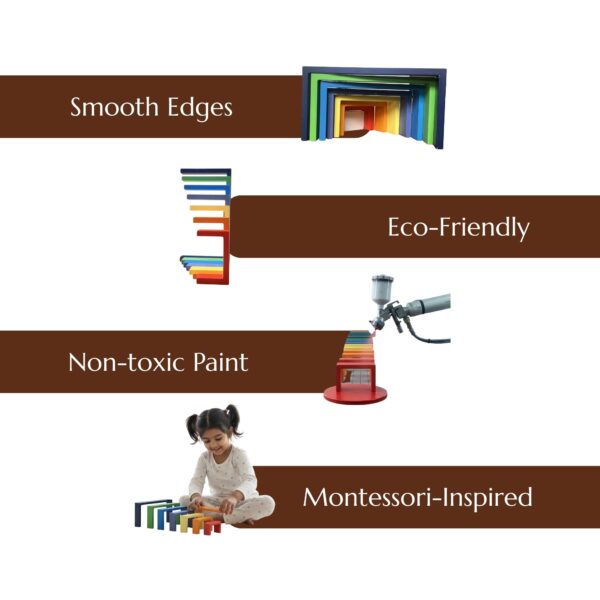 Wooden Rainbow Stacker Toy for Kids