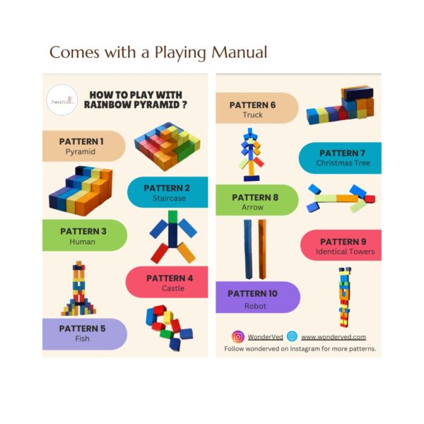 6 Wooden Pyramid Blocks Stacking Toy for Kids