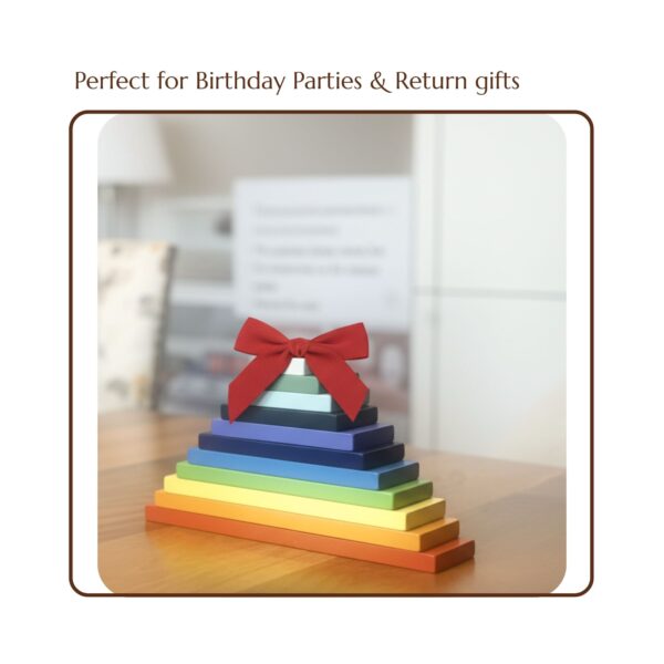 7 Wooden Rainbow Plates Stacking Toy for Kids