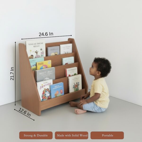 WonderVed Montessori 4-tier Book Shelf for Kids Room