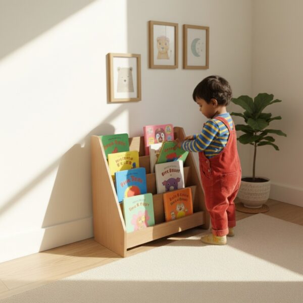 WonderVed Montessori 4-tier Book Shelf for Kids Room