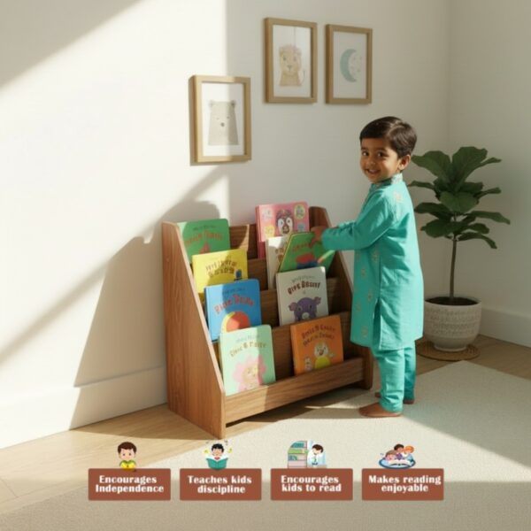 WonderVed Montessori 4-tier Book Shelf for Kids Room