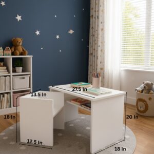 Complete kids study table and chair set, sized for comfortable everyday use