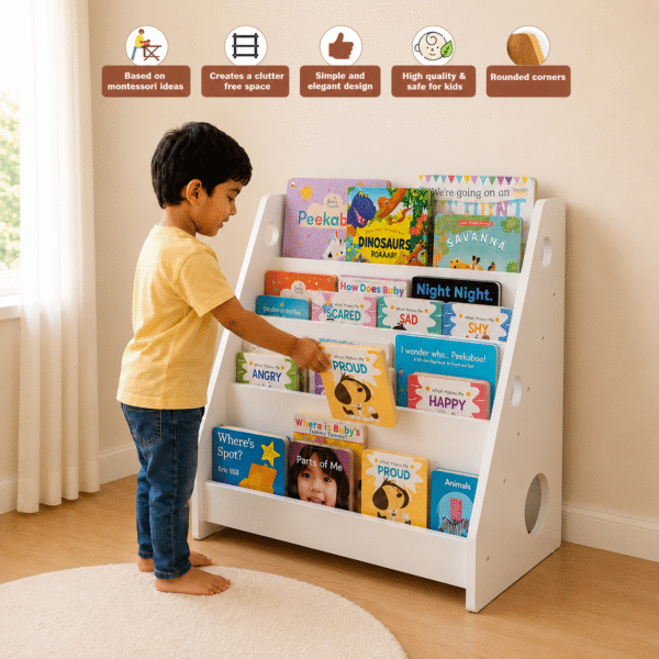 WonderVed Montessori 4-tier White Bookshelf