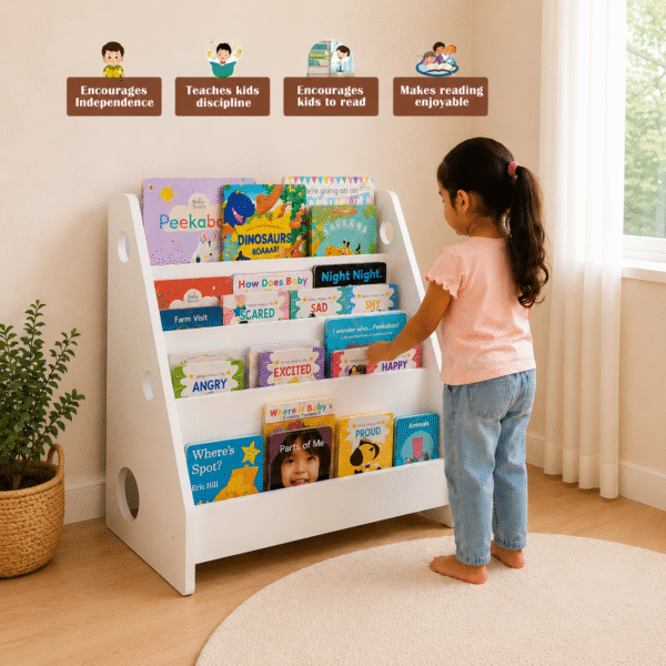WonderVed Montessori 4-tier White Bookshelf
