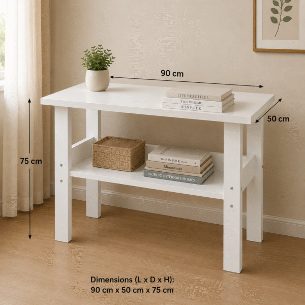 Kids Study Table Dimensions – 90 × 50 × 75 cm Kids study table with 90 cm length, 50 cm depth and 75 cm height dimensions
