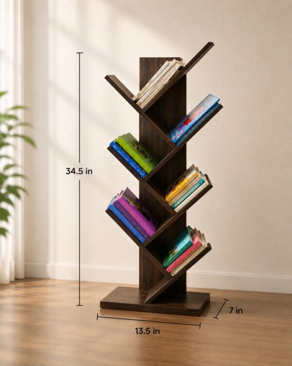 Tree Shaped Wooden Bookshelf Dimensions Tree shaped wooden bookshelf dimensions showing 34.5 inch height, 13.5 inch width and 7 inch depth
